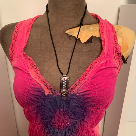 π π₯³ HOST PICK π₯³ π Miss Sixty Midi Dress Women Small Pink Tye Dye Pleated Hippie - Picture 4 of 9